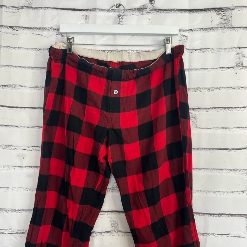 J.Crew Red Black Buffalo Plaid Flannel Pajama Pants Men’s Small Cotton Lounge